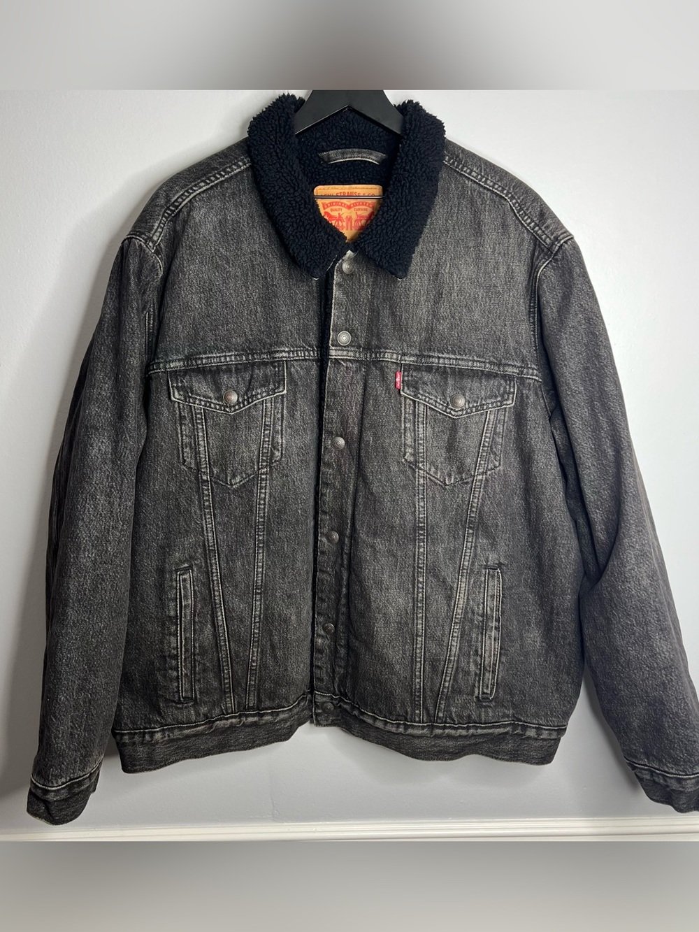 Levis Type 3 Trucker Denim Jean Sherpa Jacket Mens XXL Black